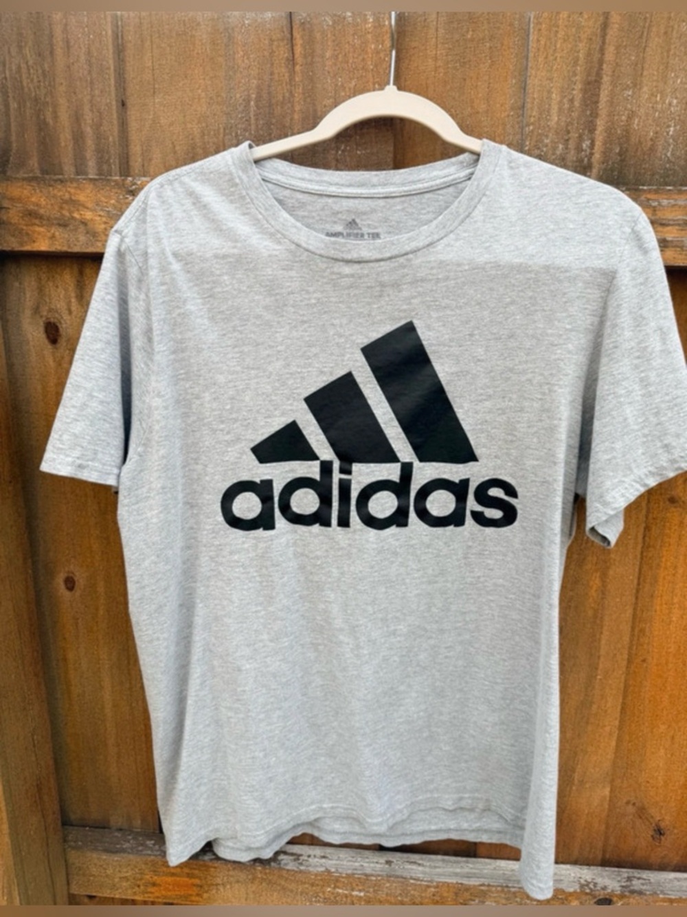 adidas Light Gray Short Sleeve Tee with Black Logo